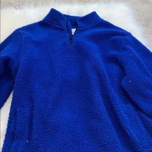 electric cobalt blue fleece zip up jacket